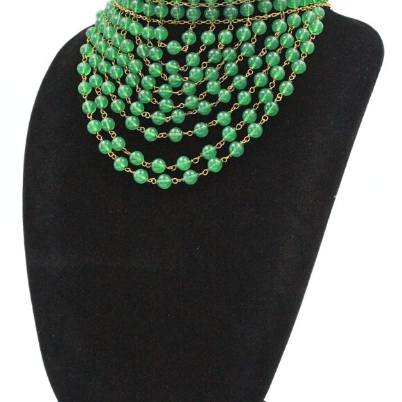 Attr. to Christian Dior 50's High End Cascading Green Glass Massive Necklace - Picture 12 of 15